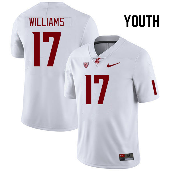 Youth #17 King Williams Washington State Cougars College Football Jerseys Stitched Sale-White - Click Image to Close